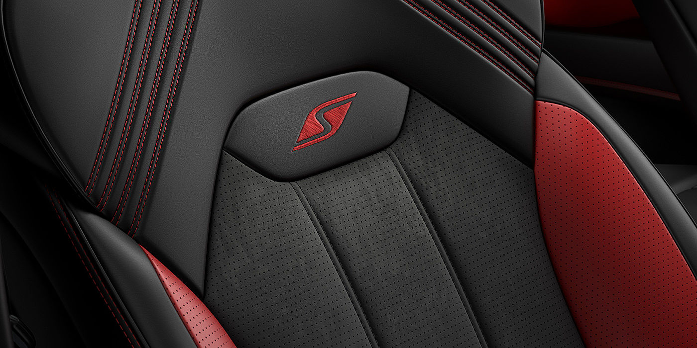 Bentley Ho Chi Minh Bentley Bentayga S seat with detailed red Hotspur stitching and black Beluga coloured hide. 