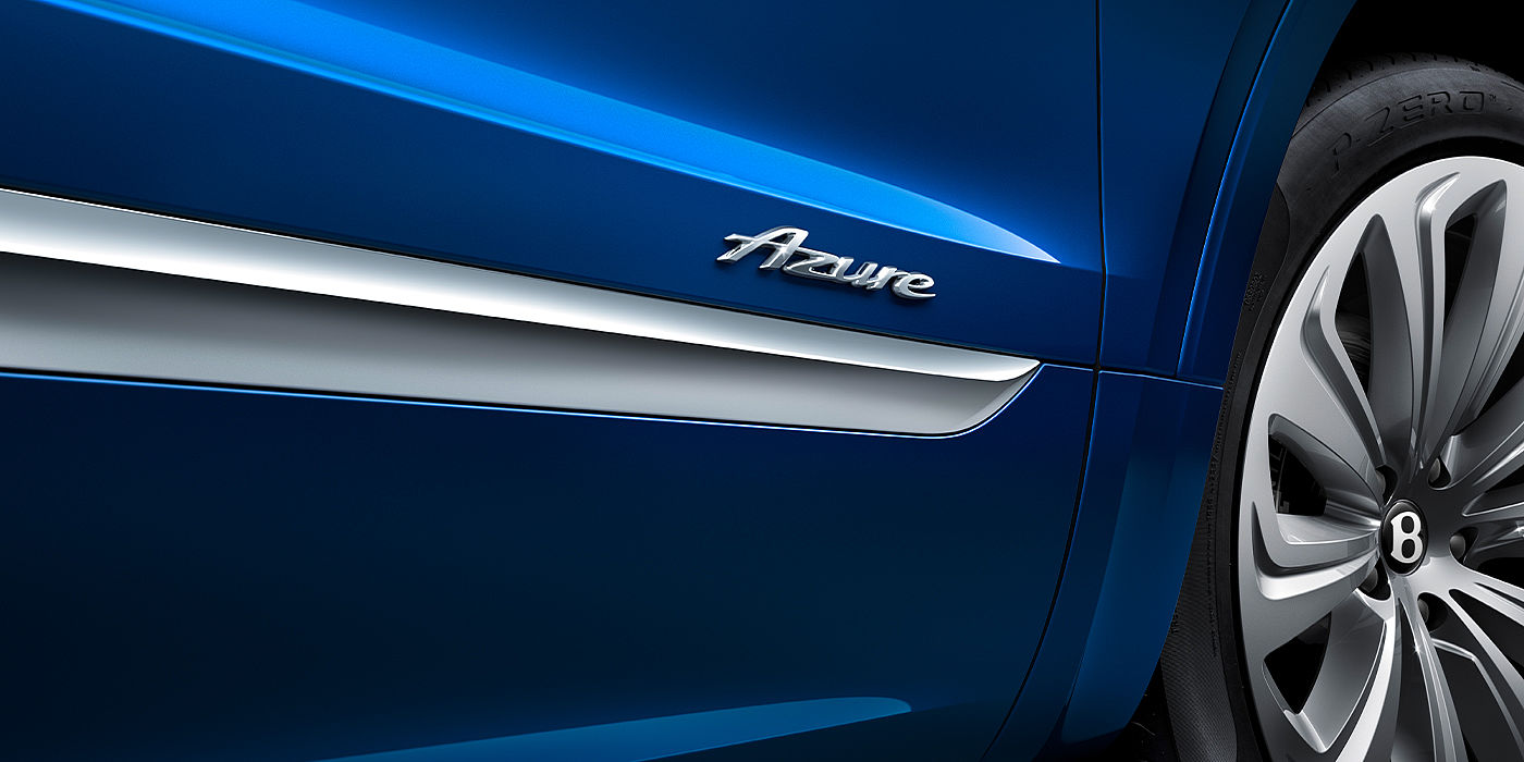 Bentley Ho Chi Minh Bentley Bentayga Azure SUV Sequin Blue paint with Azure badge close up