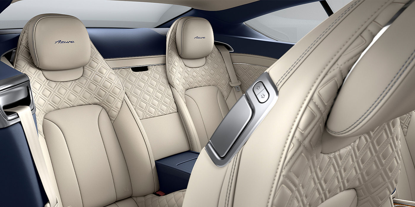 Bentley Ho Chi Minh Bentley Continental GT Azure coupe rear interior in Imperial Blue and Linen hide